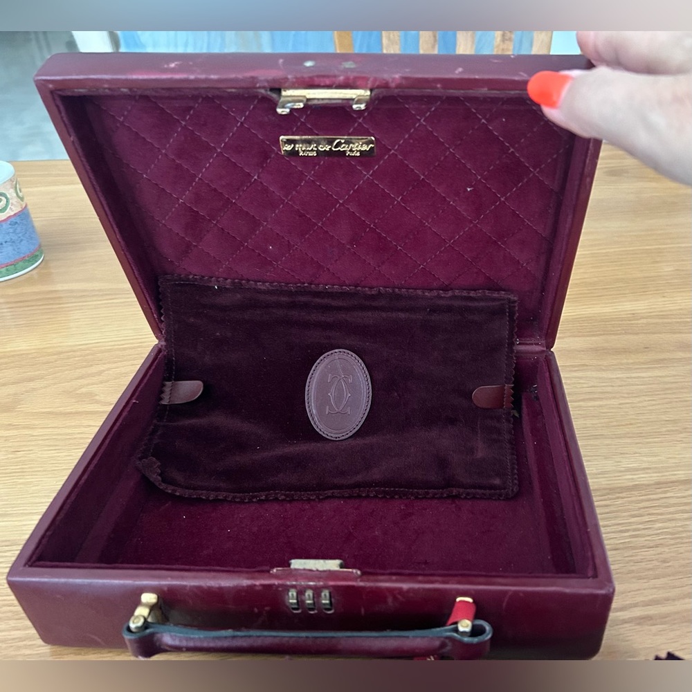 Cartier (Les Must de Cartier) Burgundy Leather and Suede Jewelry Case- Vintage